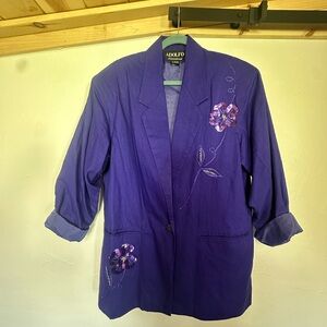 Dark purple vintage jacket with amazing beadwork! Size L